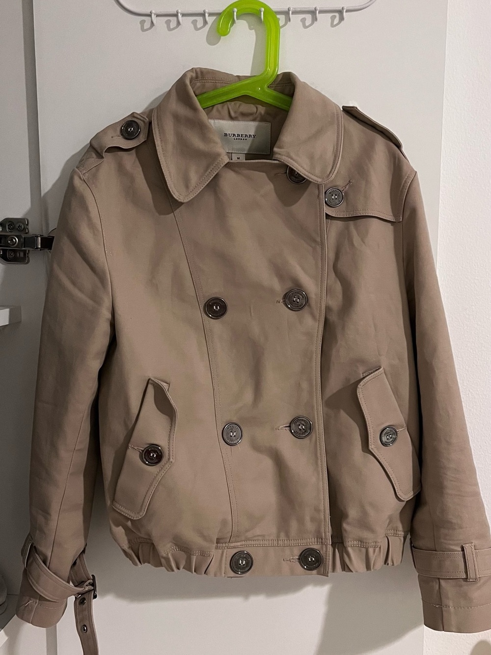Burberry Cropped Double Breasted 3/4 Sleeve Trench Coat